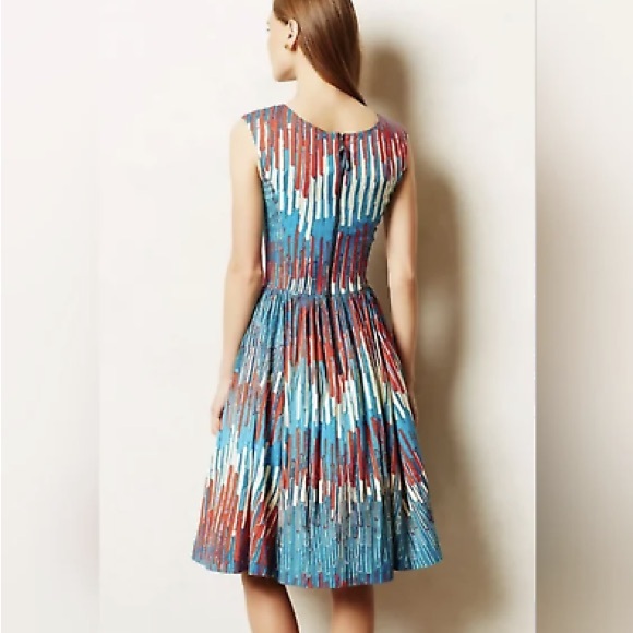 Anthropologie Red Blue Patterned Sleeveless Dress size S - Picture 6 of 6
